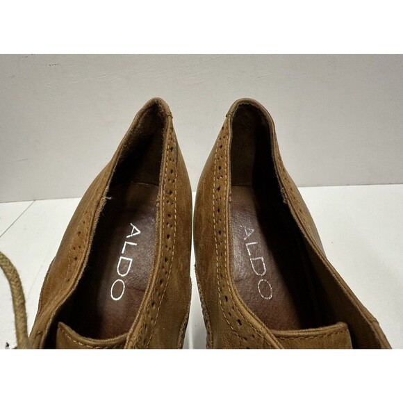Aldo women size US 8.5 EU 39 brown leather oxford lace up  heel shoes - Picture 8 of 10